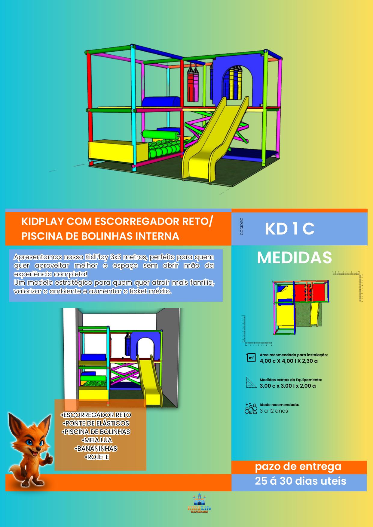 KD 1 D - KidPlay com Escorregador Reto