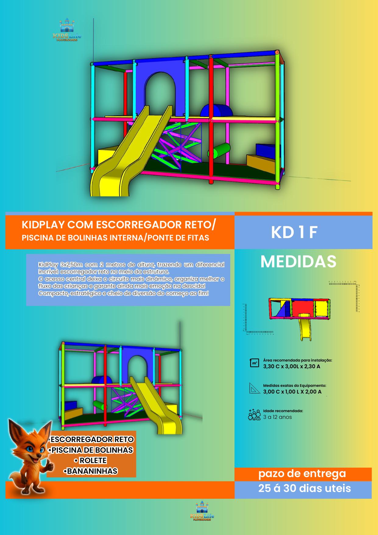 KD 1 G - KidPlay com Escorregador Reto