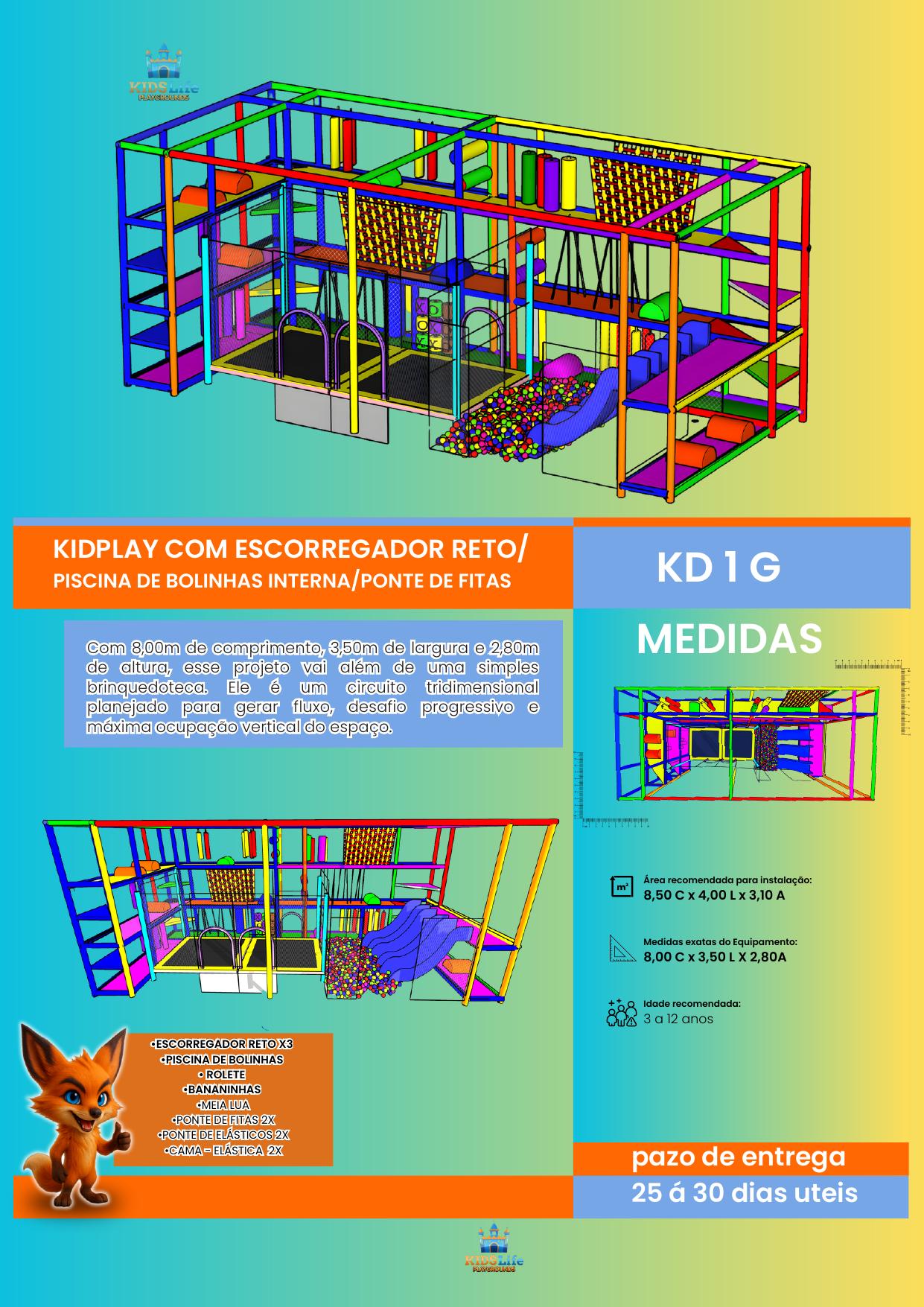 KD 1 H - KidPlay com Escorregador Tubular